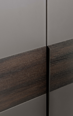 cabinet door front with slimline handle and contrasting materials